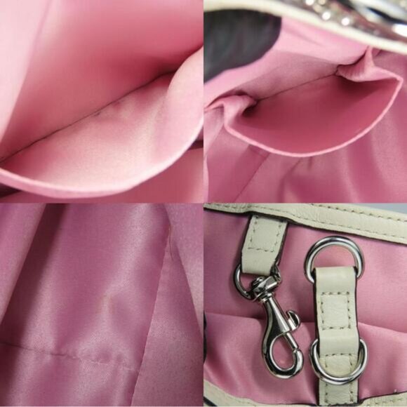 Coach Poppy Daisy Eyelet Leather Chain Tote Bag Ivory & Pink | Style #22438 GUC - Picture 8 of 17